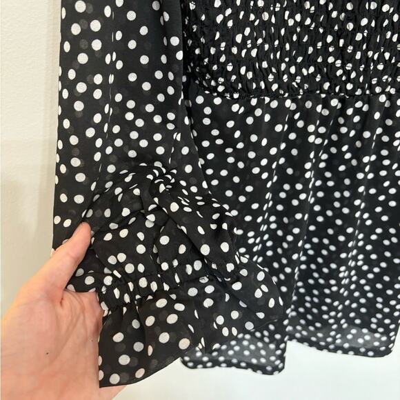 Lane Bryant Black and White Polka Dot Shirred Tunic - Size 14/16 - Picture 4 of 7